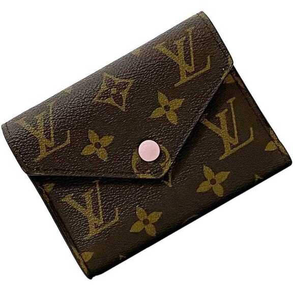Louis Vuitton Tri-fold Wallet Portefeuille Victorine f-22367 Brown Pink Rose ...